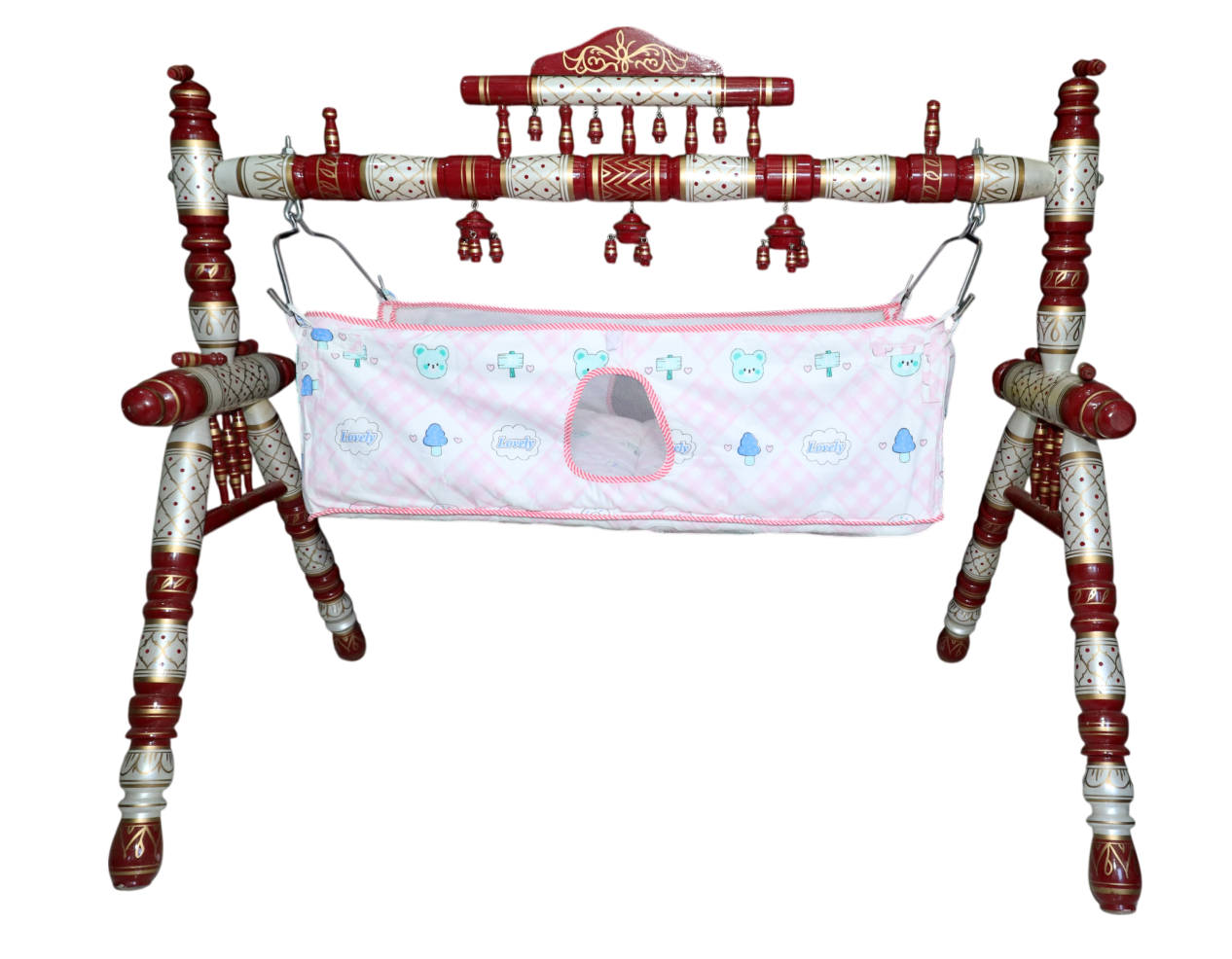 Handcrafted Wooden Sankheda Baby Cradle